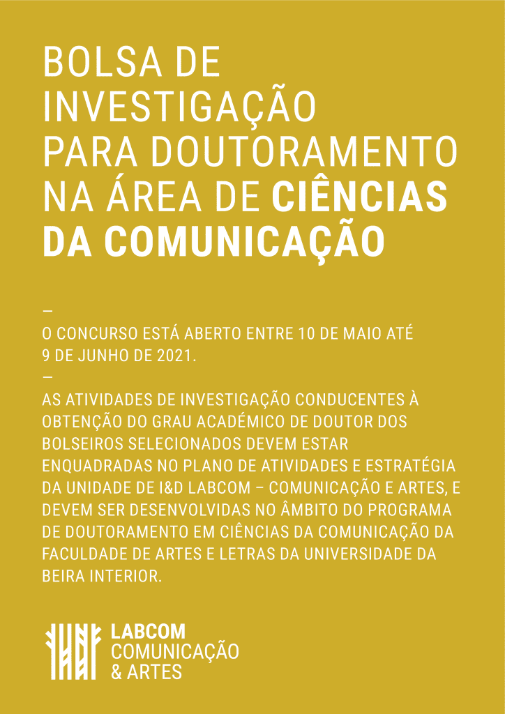 Cartaz - Bolsas de Investigação para Doutoramento em Ciências da Comunicação