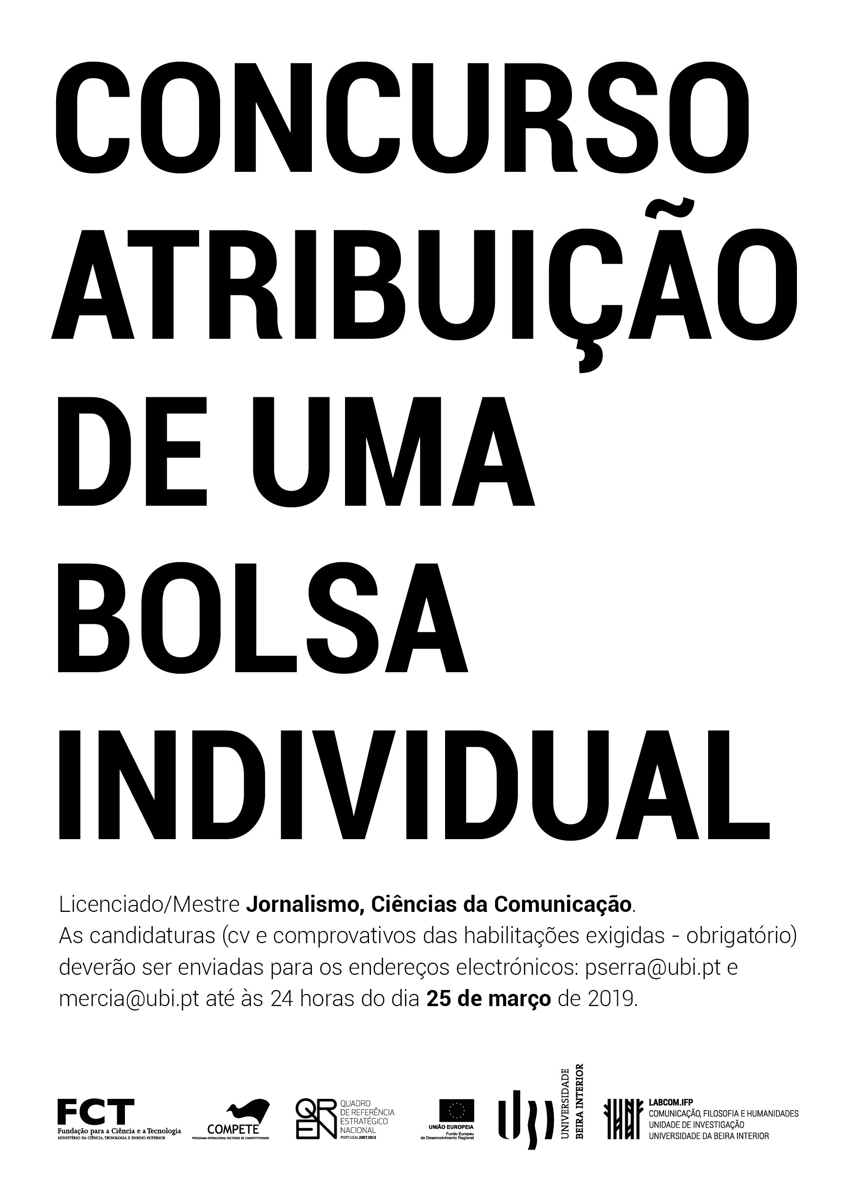 Cartaz - Concurso para atribuição de uma bolsa individual