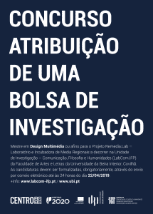 Cartaz - Concurso para atribuição de uma bolsa de investigação para Mestre em Design Multimédia