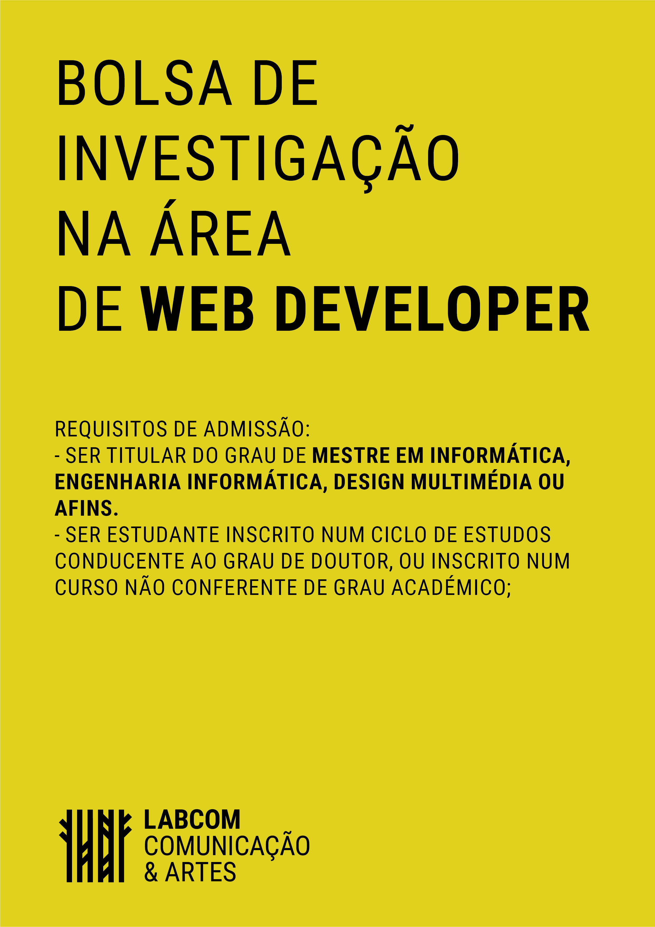 Cartaz - Concurso para Bolsa de Investigação - Web Developer